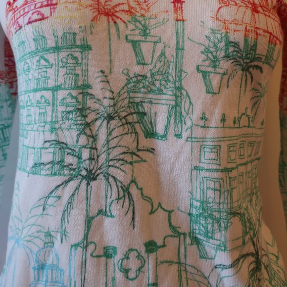 Womens Leo & Ugo White Multicolor V-Neck Print Design Sweater 2 US/M * - Picture 5 of 12